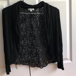 Black cardigan with lace back